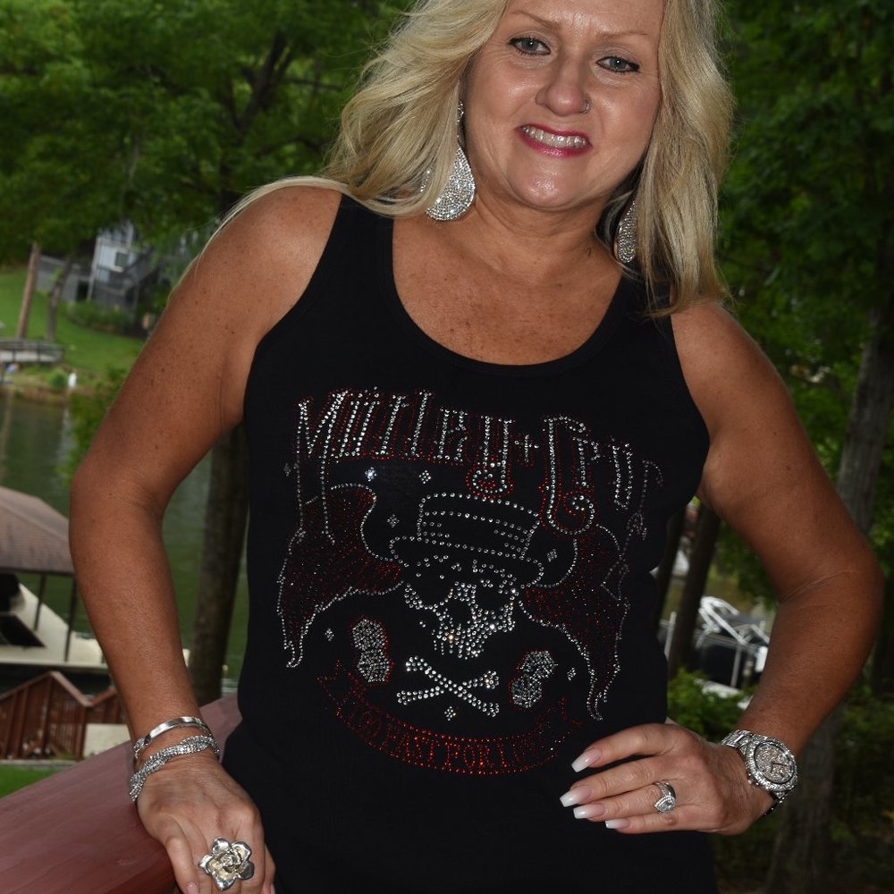Motley Crue Rhinestone bling black tank top XS,S,M,L, XL, XXL, 1X,2X,3X, 4X, 5X